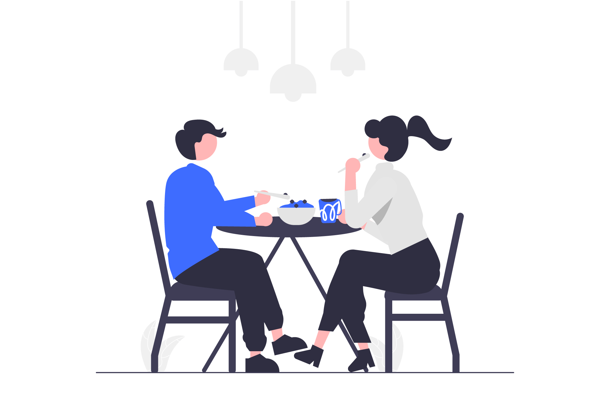 2 people eating dinner