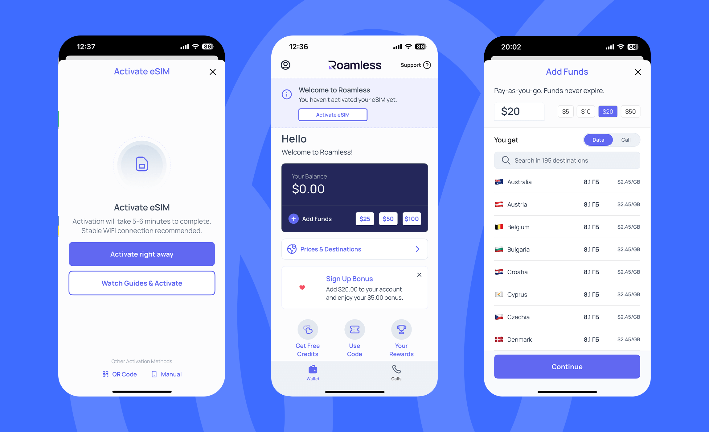 Travel eSIM App by Roamless